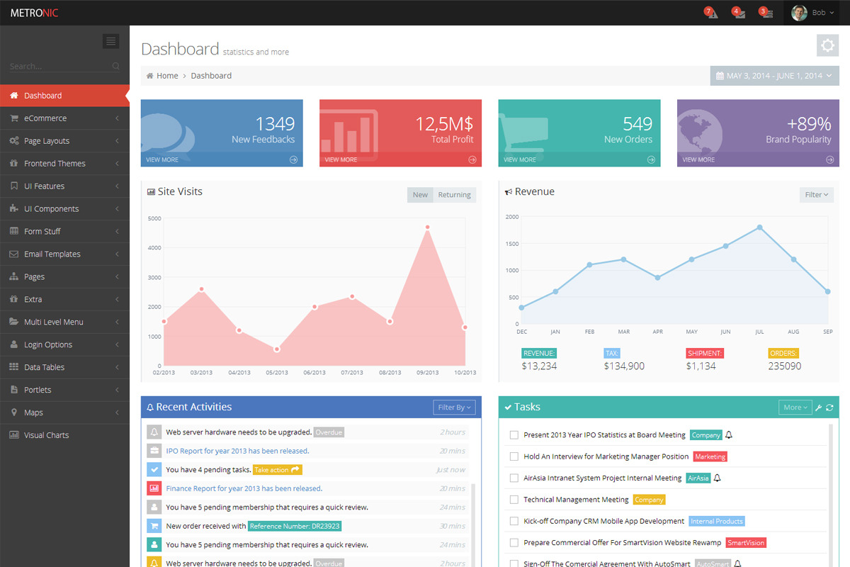 全球销量第一的HTML管理后台模版Metronic V4.5.3版 免费下载-专注设计-