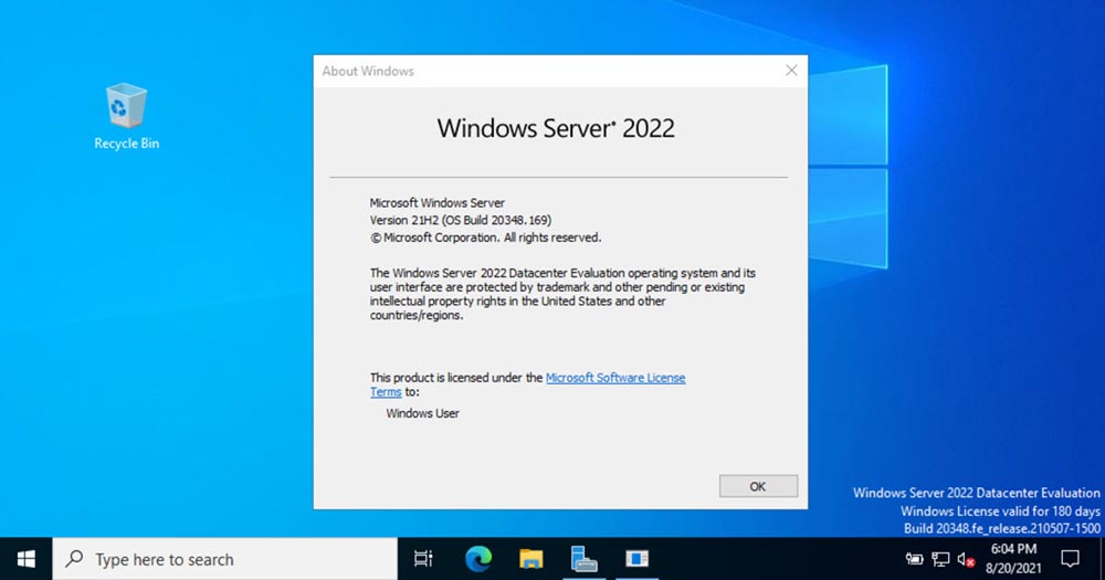 Windows Server 2022 Build 20348.169 AIO x64 En-Ru 2021 年 8 月